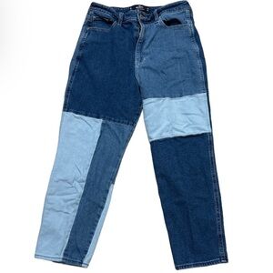 Hollister Ultra High-Rise Mom Jean Color Block Patchwork Size 9Short W29  L25
